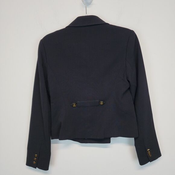 CAbi Black Stretch Knit Blazer Jacket Size 4 Double Breast Crest Academia Preppy - Picture 3 of 15